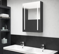 Koupelnová skříňka se zrcadlem v tmavé barvě je ideálním řešením pro moderní koupelnu.